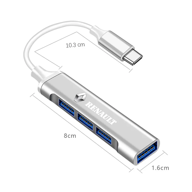 Фото Новый 1 шт. USB-адаптер Type-C Turn, многопортовый распределитель-концентратор для Renault Megane 2 3 4 Twingo Clio Talisman Captur Trafic Scenic 2 №3