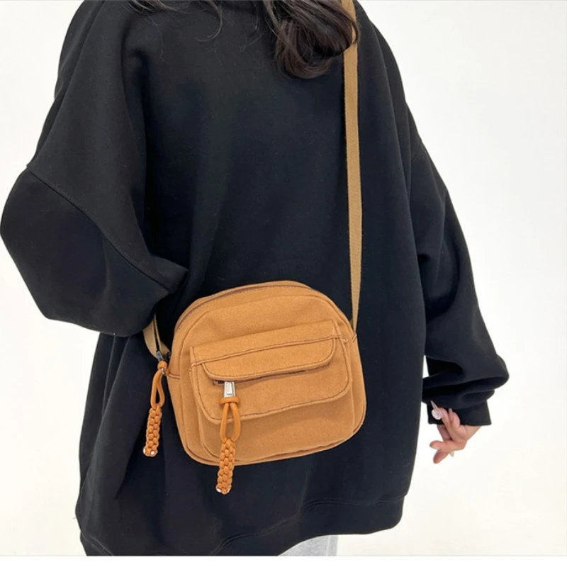 

Women Canvas Shoulder Messenger Bags Korean Female Students Fashion Crossbody Bag for Girl 2023 Casual Cloth Cross Phone Bag