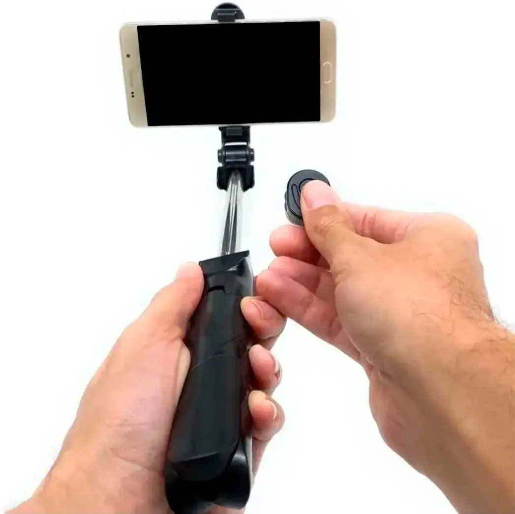 

Bastão Para Selfie Tripé Com Botão Controlador Em Suas Mãos Bluetooth Retrátil Multifuncional Sem Fio Dobrável Extensível
