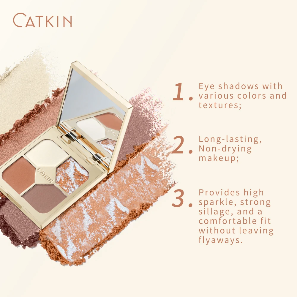 Тени для век CATKIN Glit Quad палитра теней Longwear с переходными оттенками 4 цвета матовое