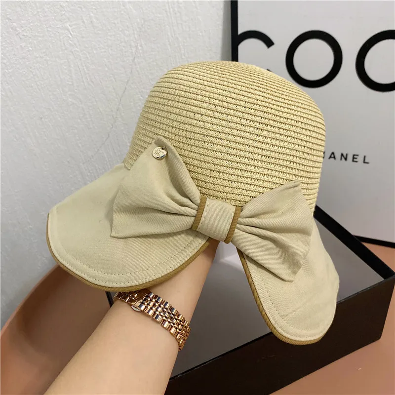 

Japanese Bow Split French Fisherman Cap Retro Elegant Stitching Is Prevented Bask In A Pith Helmet Holiday Beach Hat Fashion Ele