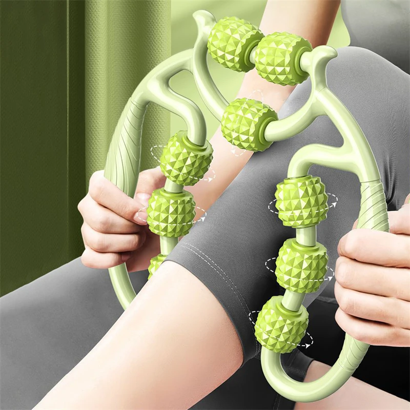 

Body Massage Roller Annular Leg Hand Slimming Neck Roller for Yoga Four-wheel Massager U-shaped Pilates Neck Muscle Relax