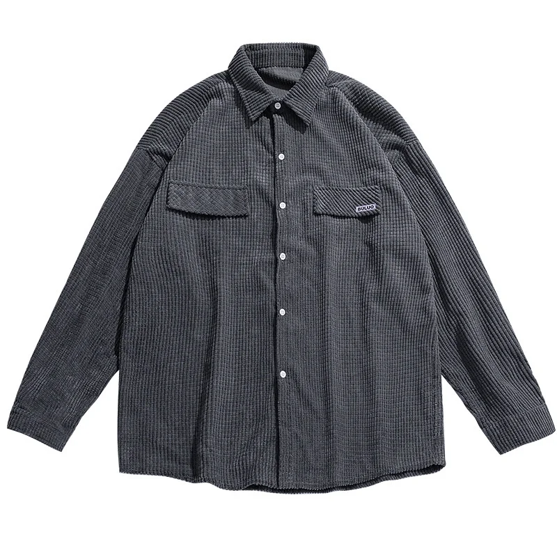 Men's Waffle Long Sleeved Shirt Casual Men's 2022 Spring New Versatile Loose Coat Women Blouses Shirts For Men Fashion