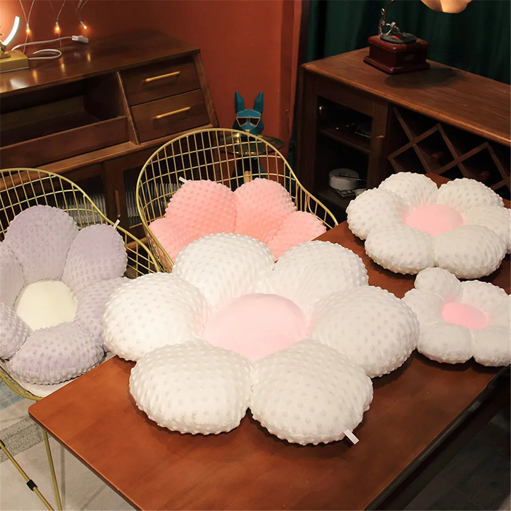 

Stuffed Six Petal Flower Cushion Girly Room Decor Sunflower Pillow Bay Window Pink Flower Setting for Kids Bedroom Seat Pillow