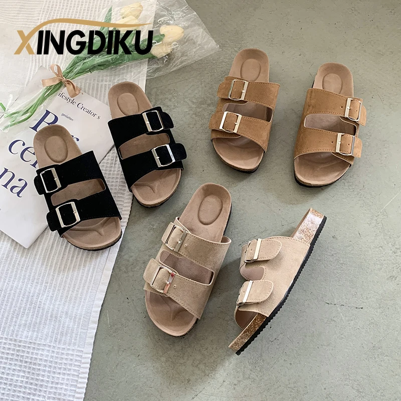 

Retro cork slippers women's summer new beach sandals light and comfortable pin buckle Muller women's shoes Arabian women's shoes