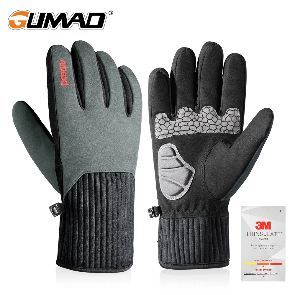 

Men Full Finger Cycling Gloves Winter Warm Windproof Waterproof Touch-Screen Fleece Non-slip Touch Screen Ski Snowmobile Gloves