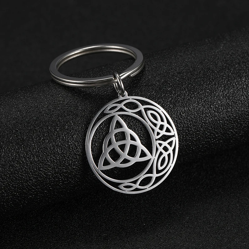 

Celtic Knot Pendant Keychain for Women Men Moon Star Stainless Steel Key Ring Vintage Style Fashion Amulet Jewelry Gifts New In