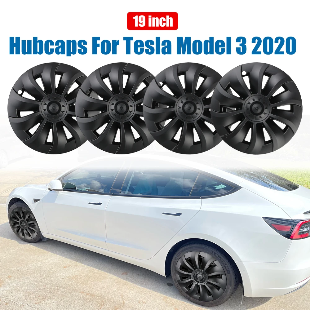 

19-дюймовые автомобильные аксессуары, крышка ступицы автомобиля, крышка с полным ободом, 4 шт. для Tesla Model 3 2020, Набор сменных колпачков ступицы