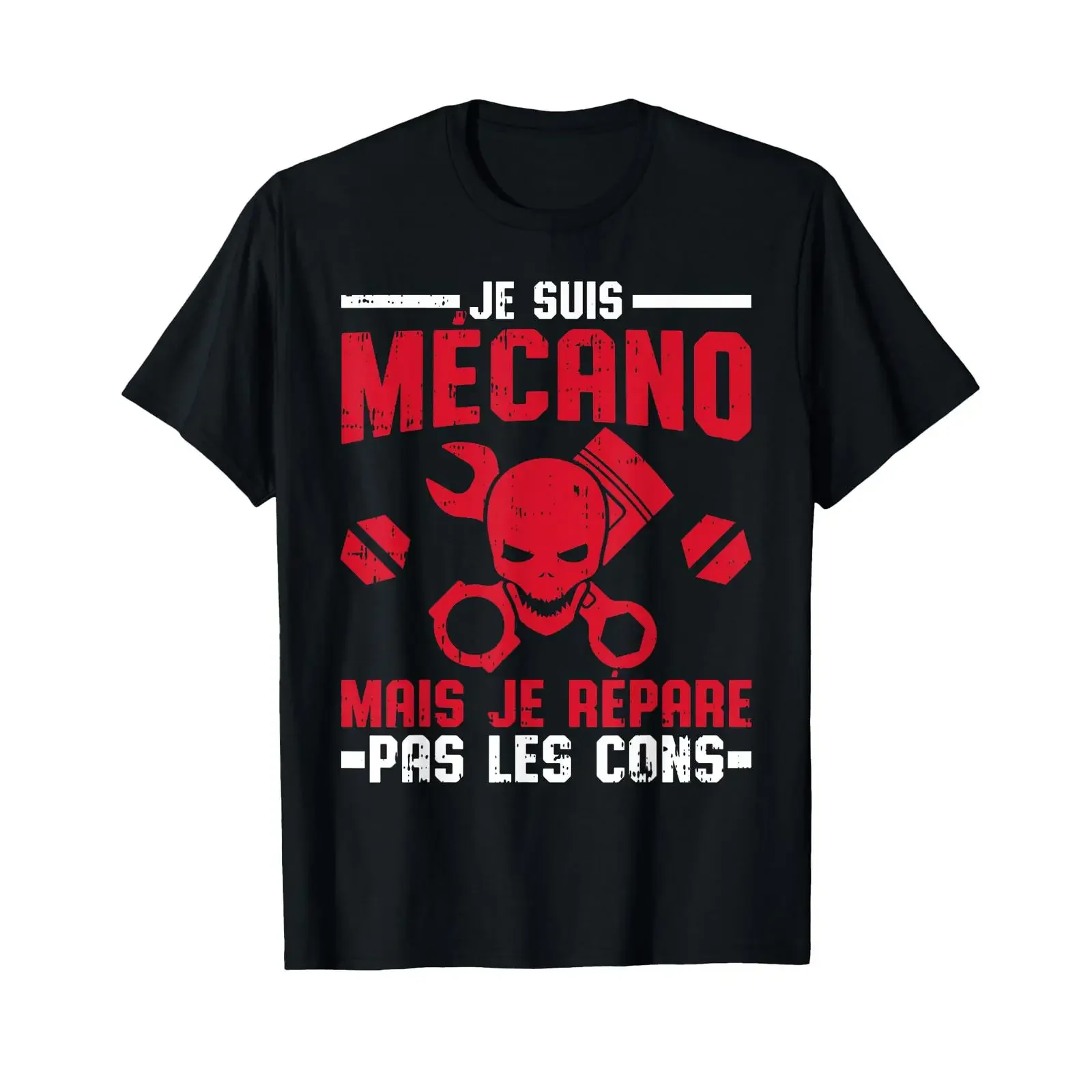 Фото Футболка Je Suis Mécano Humour Mechanic Car Motorcycle Man, черная, размер S, винтажная, с эффектом потертости, дизайнерская, дышащая №1