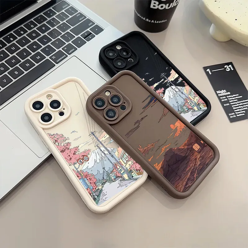 Фото Чехол с принтом аниме-пейзажа и заката для OPPO Reno 13F 12F 11F 7 8 10 11 12 13 Pro 5G 7 4G 5 6 Lite A79 A78 A58 A77 A57 A38 A18 Cover №3