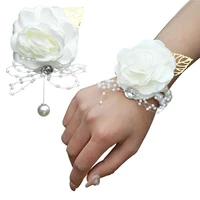 vohsiahpo wedding wrist corsage bridesmaid bracelet artificial peony flower bride boutonniere festive party supplies accessories
