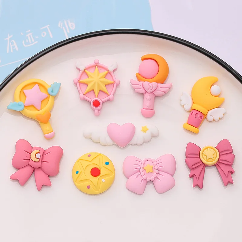 

10Pcs New Cute Mini Cartoon Bow / Magic Wand Flat Back Resin Cabochons Scrapbooking DIY Jewelry Craft Decoration Accessories