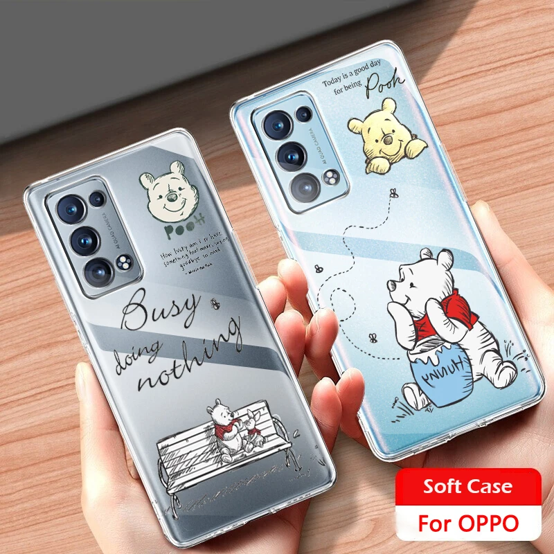 

Disney Winnie The Bear Art For OPPO Find X5 X3 F21 Neo Lite A96 A57 A74 A76 A72 A55 A54S A53 A53S A16 S A9 Transparent Cover