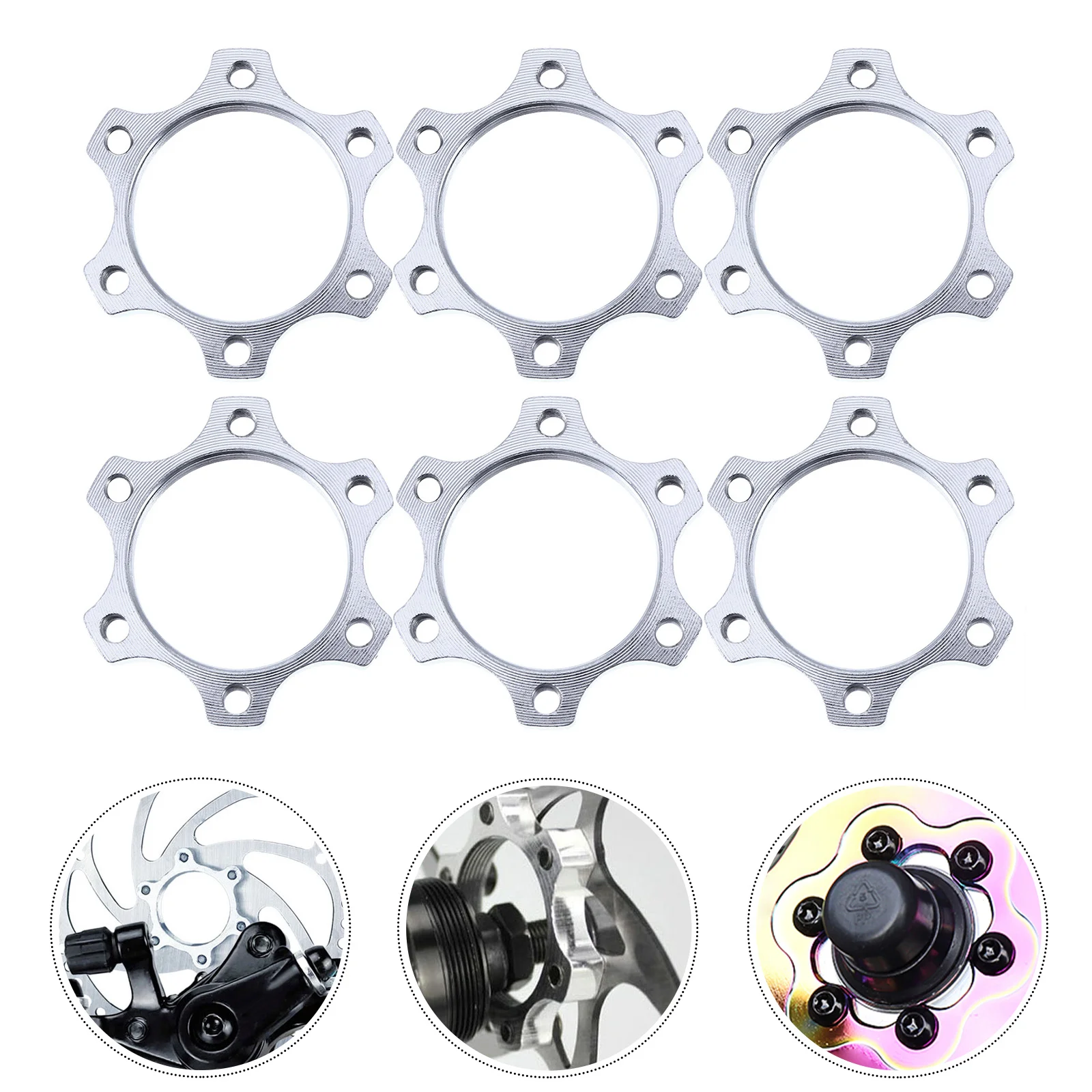 

6 Pcs Disc Brakes Conversion Seat Bike Accesories Bike Disc Brake Rotor Adapter Front Hub Adapter Bike Brakes
