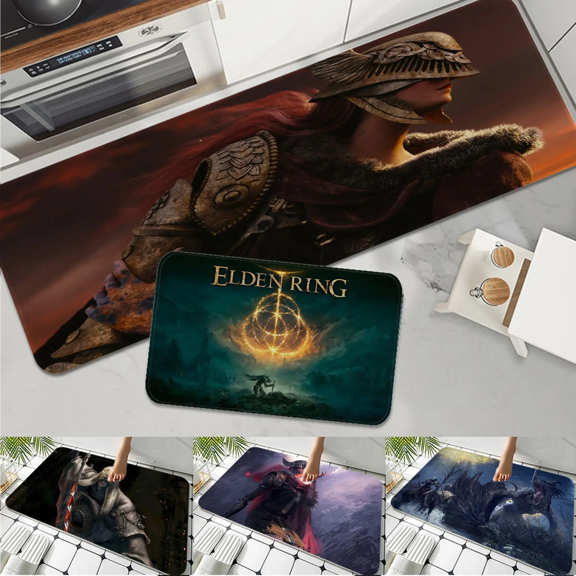 

Elden Ring Hallway Carpet Non-Slip Laundry Room Mat Laundry Decor Balcony Child Living Room Toilet Rug