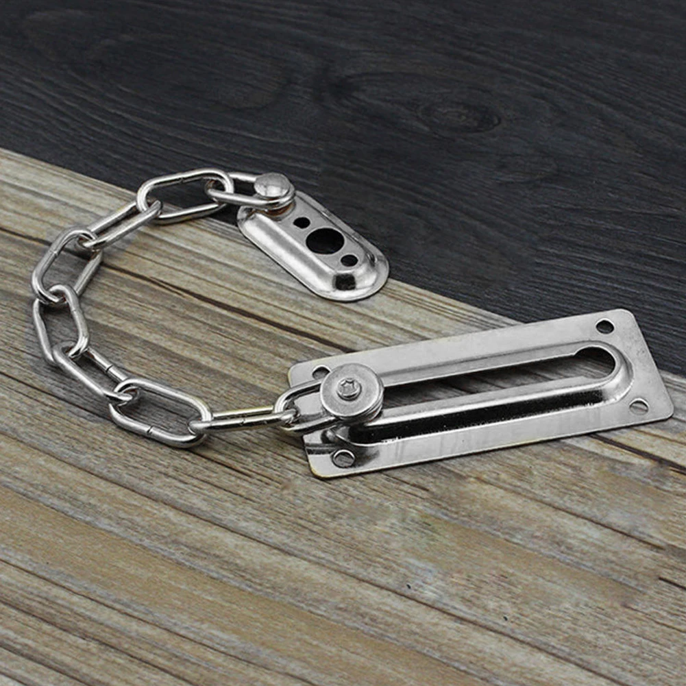 

Security door chain Silver Home Stainless Steel Security safety Slide Bolt Door Chain Lock Guard Tone