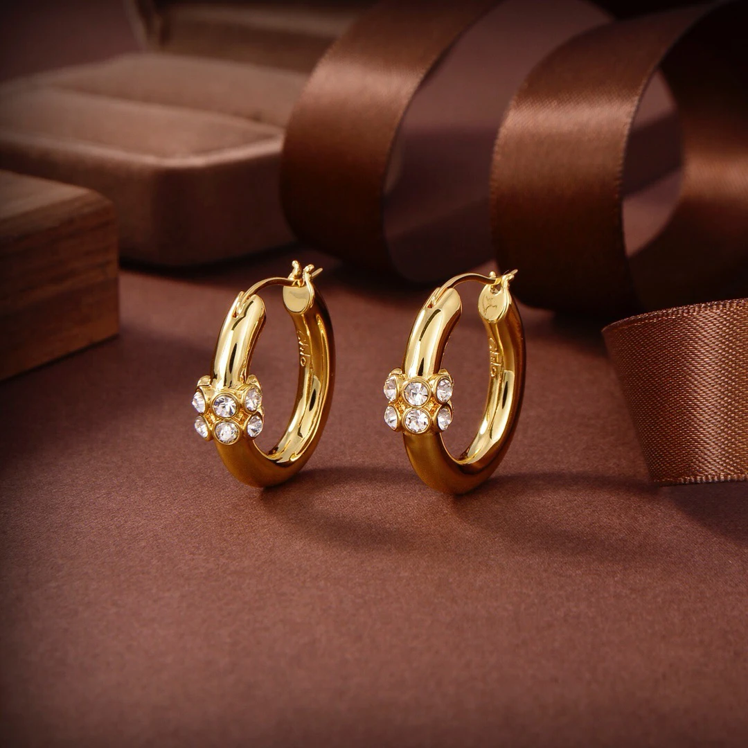 

Fashion Classic Pure Copper Production Inlaid Stone Women's Earrings Party Gifts Earring Studs