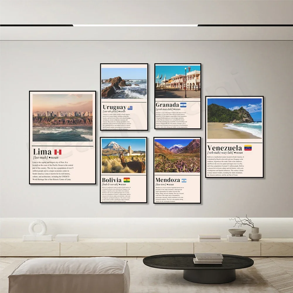 Дорожные постеры Гранада Никарагуа Венесуэли Уругвай Quito Эквадор Аргентина