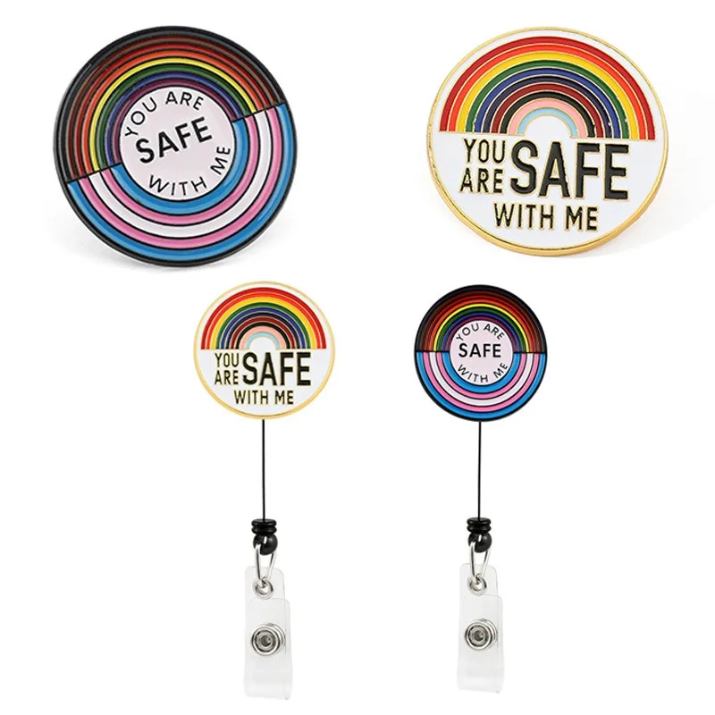

You Can Be Yourself Are Safe with Me Rainbow LGBTQ Pride Brooch Enamel Pin Brooches Metal Badges Lapel Pins Jewelry Accessories