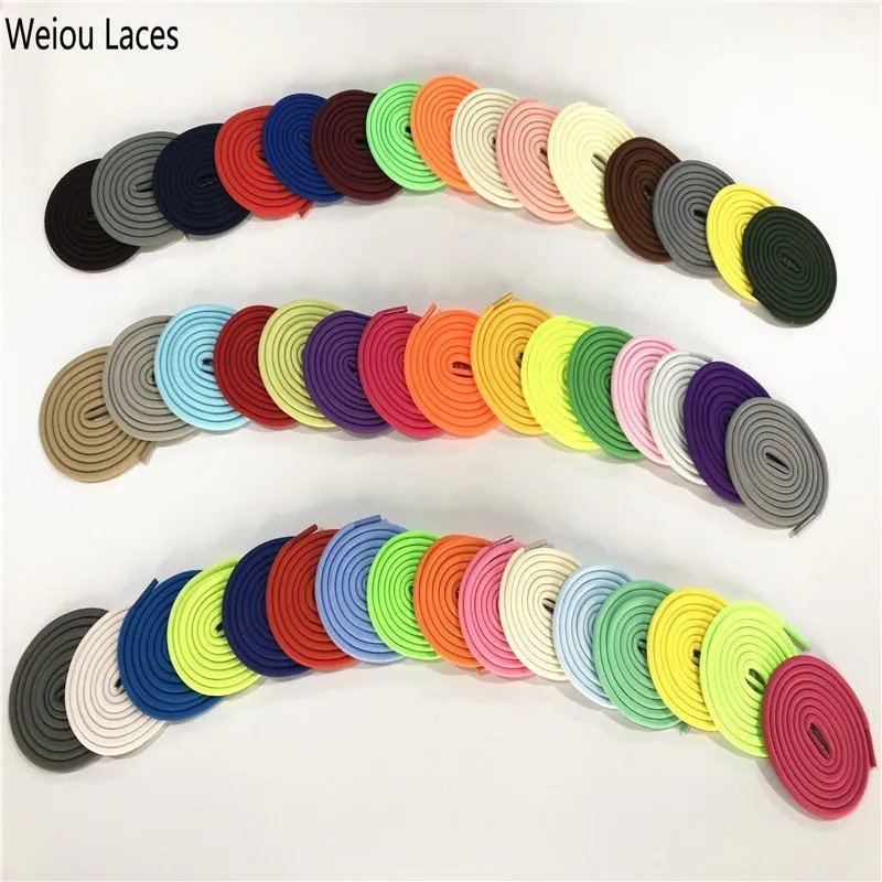 Weiou Solid Color 0.5cm Polyester Salmon Round Shoelaces Unisex Women Men Sneaker Shoestring Running 46 Colors Cord Rope Laces
