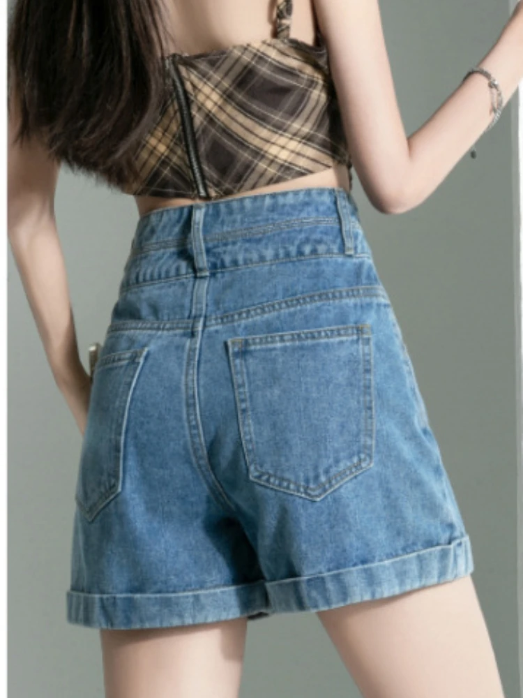 Women Clothing Fashionable High Waisted Denim Shorts Summer 2023 New High Street Trendy Loose Fitting and Slimming Hot Pants