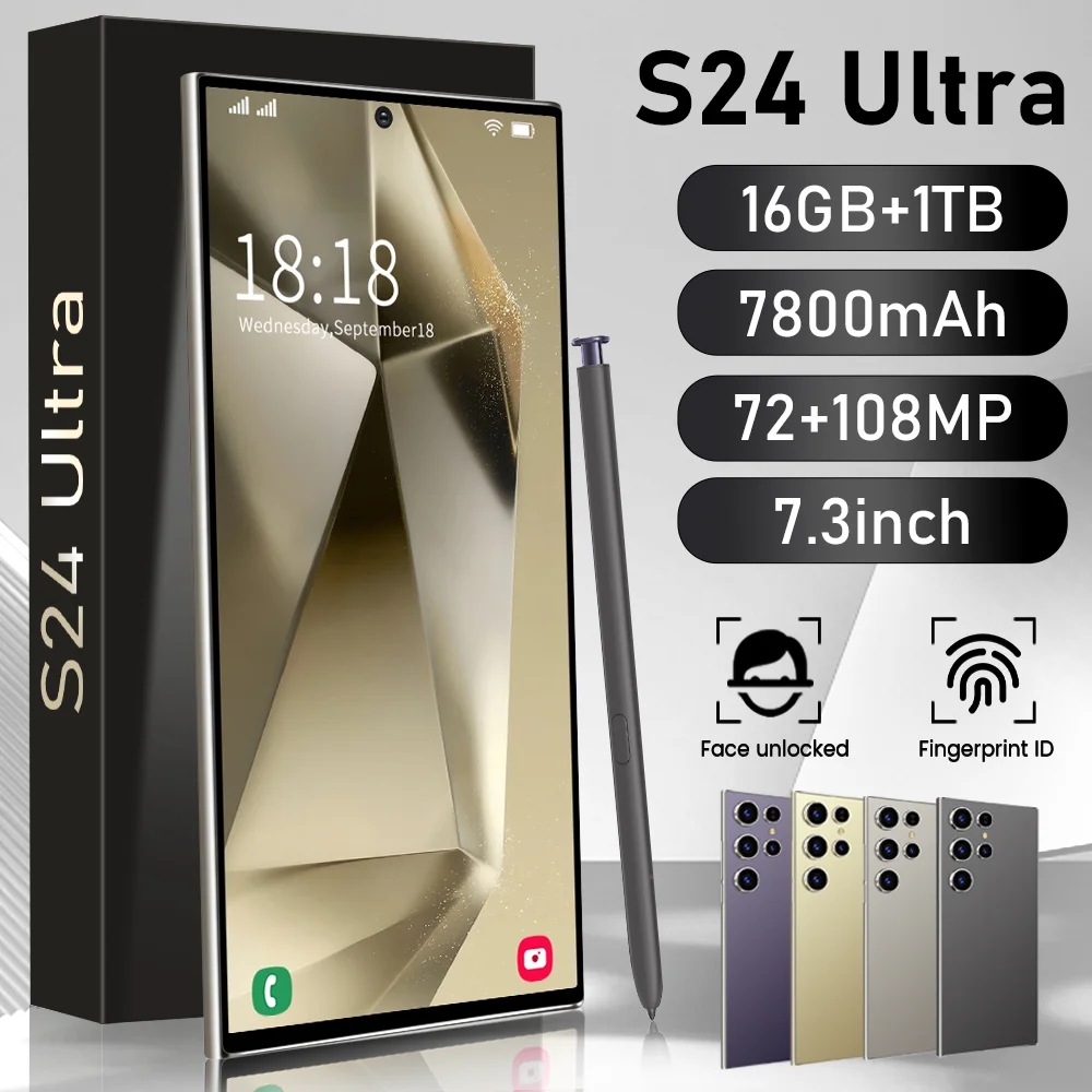 Глобальная версия S24Ultra 5G смартфон 7 3 дюйма 16 ГБ + 1 ТБ Snapdragon 8 Gen 8000 мАч аккумулятор