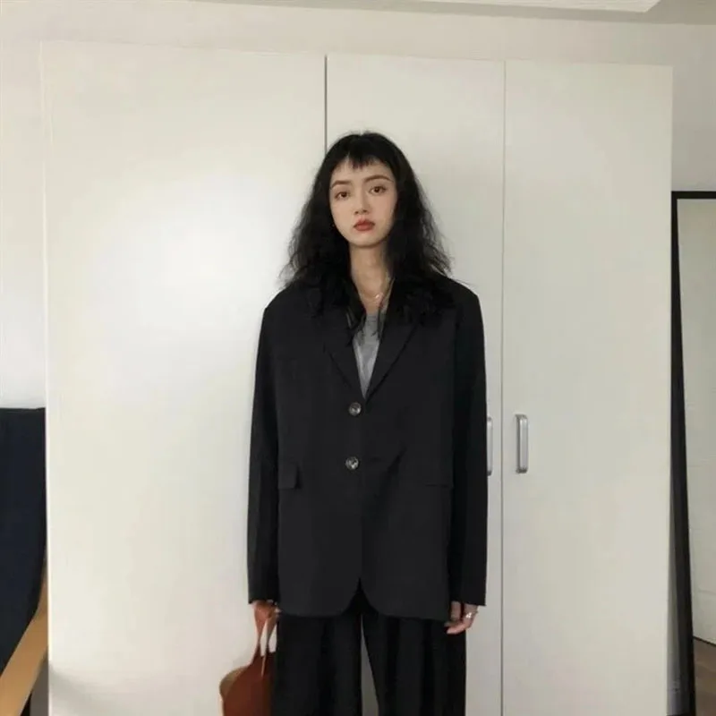 

Women Clothes 2022 Blazers Jacket Basic Office Lady Business Casual Black Minimalist Korean Fashion Suit Coat Autumn Spring New
