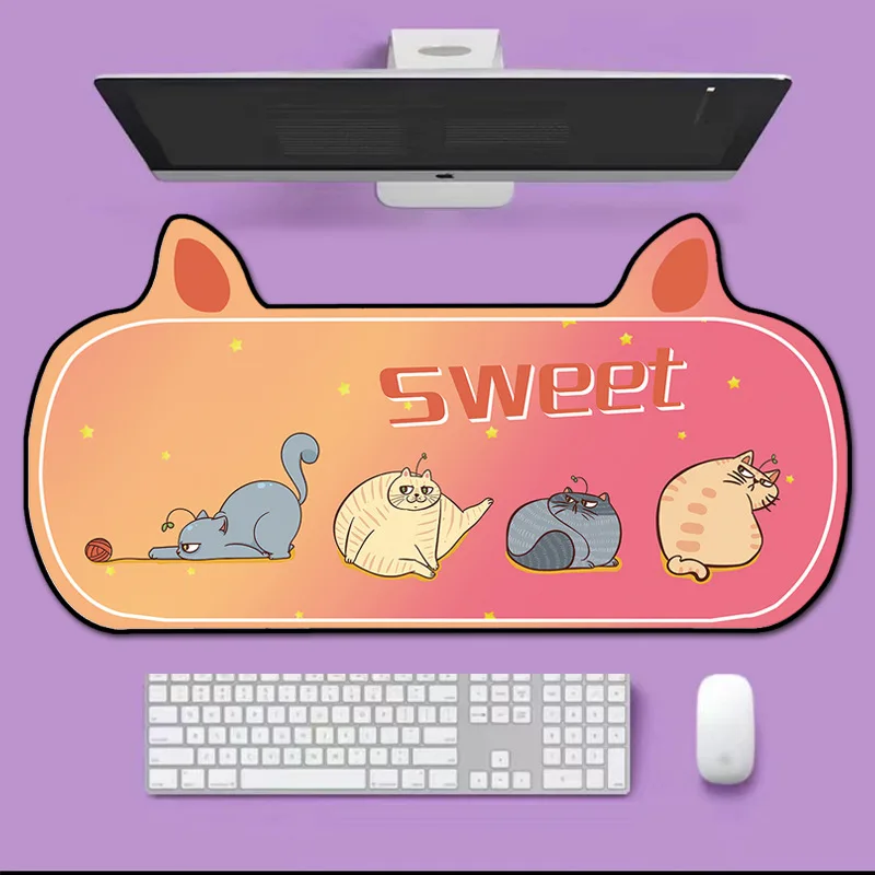 

Cute Cat Ears Big Mouse Pad 80CM*40CM Thicken Computer Games Non-slip Pink Girl Cartoon Super Cute For Girl