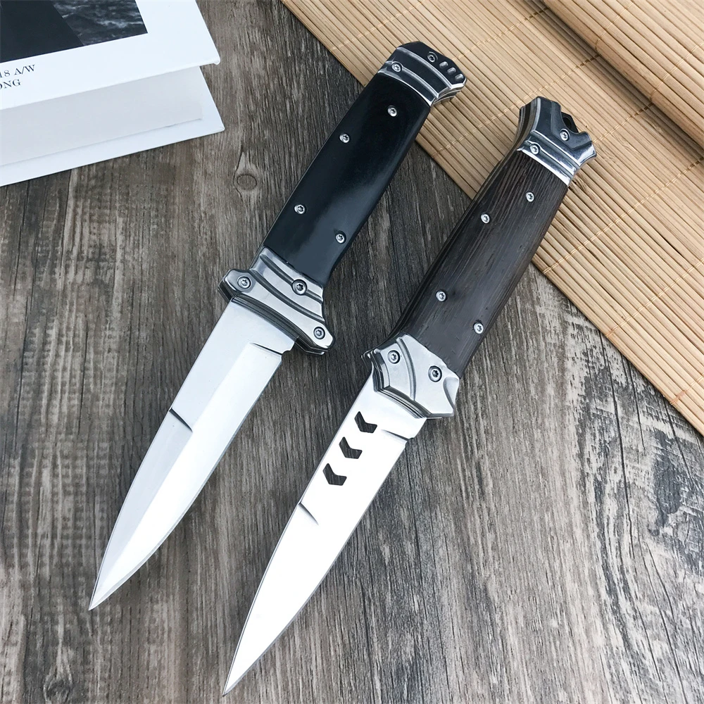 

NEW AKC Style AU.TO Folding Pocket Knife 440C Blade Wood Handle Survival Outdoor Hunting Knives Tactical Self Defense Tool