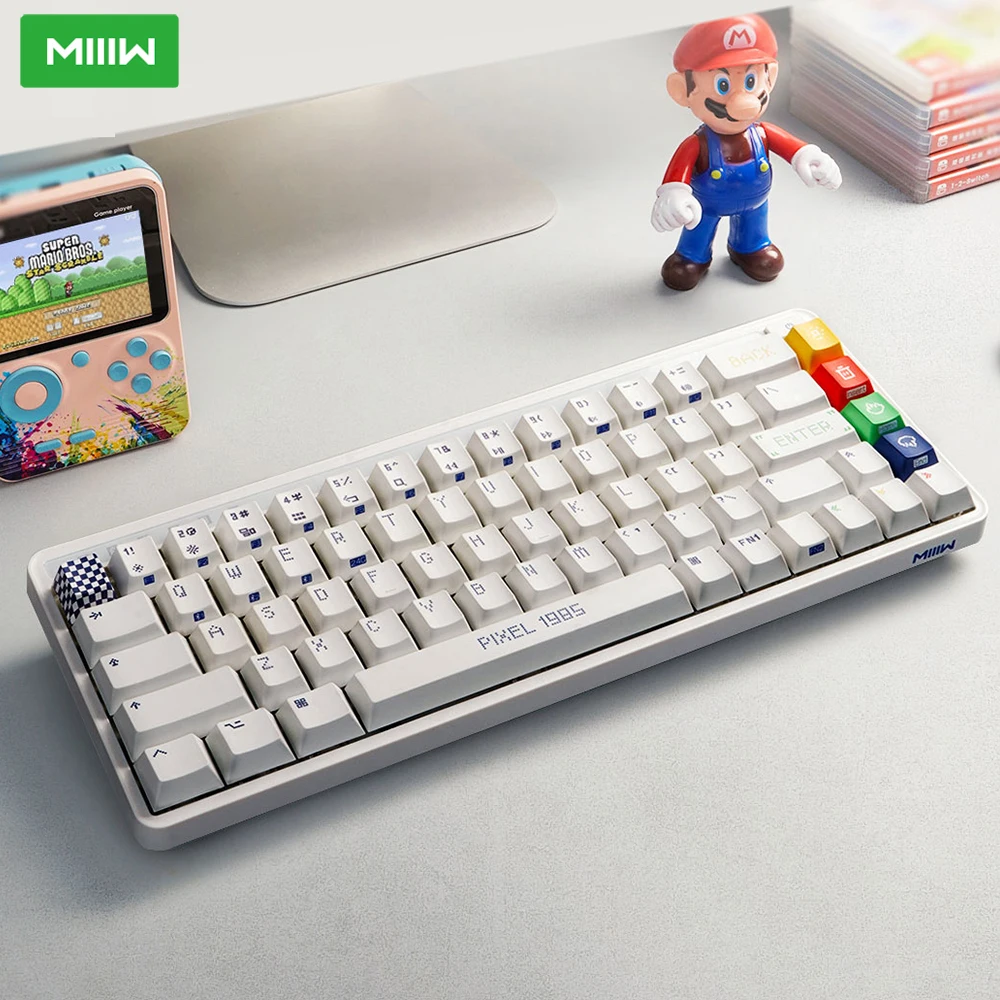 

MIIIW трехрежимная механическая клавиатура, мини 68 клавиш RGB цветная подсветка, популярная заменяемая игровая клавиатура для Win/Mac для домашне...