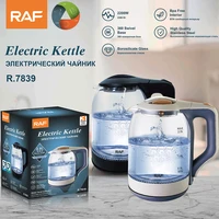 electric glass kettle 2 0 liter cordless with blue led light borosilicate glass auto shut off and boil dry protection