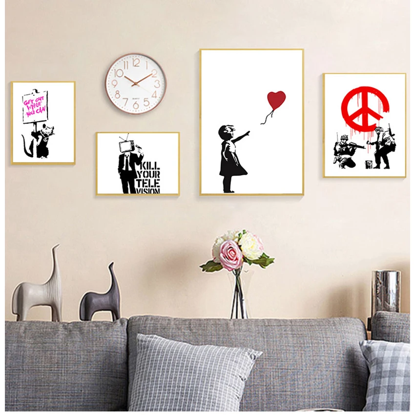 

Nordic s And Prints Wall Pictures For Living Room Abstract Cuadros Decor Banksy Canvas Art Print Wall Art Canvas Painting