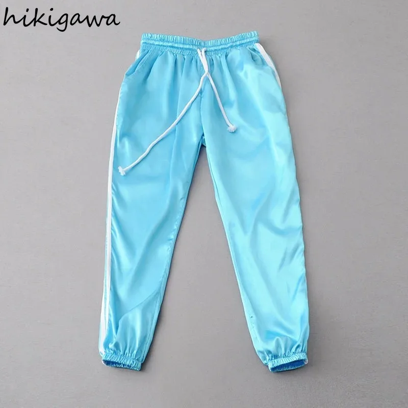 

Hikigawa Spring Fashion New Style High Waist Solid Drawstring Sweatpants Casual Running Fitness Yoga Harem Pants Joggers Women