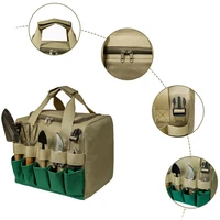 folding gardening stool tote bag with multiple pockets garden tool organizer seat storage chair
