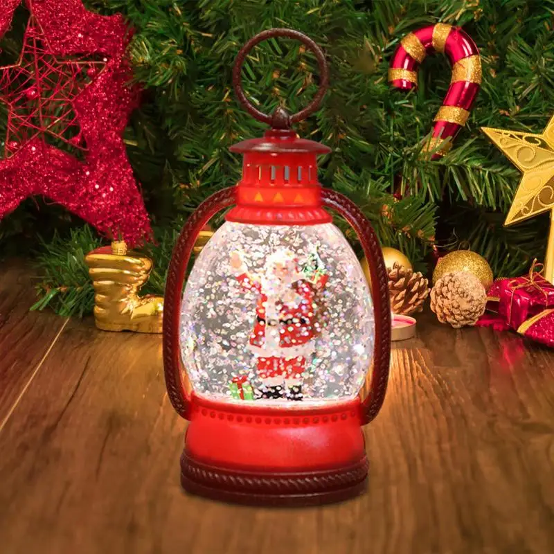 Световой снежный шар блестящий глобус Санта-Клауса с завитыми блестками внутри