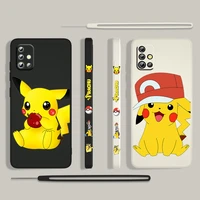 cute pikachu anime for samsung galaxy a73 a53 a33 a52 a32 a22 a71 a51 a21s a03s a50 4g 5g liquid left rope phone case capa cover