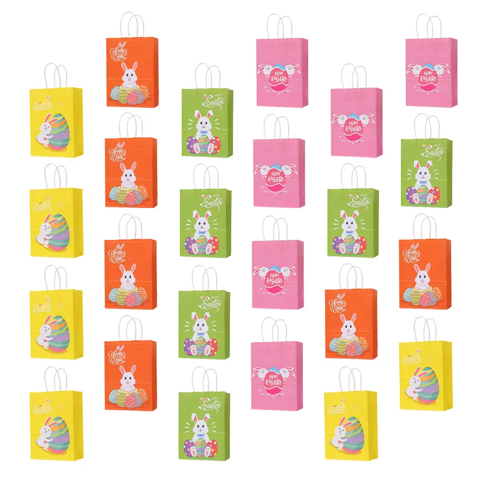 

24Pcs Easter Party Gift Bag Paper Party Bag Easter Gift Packing Paper Handheld Bags for Party