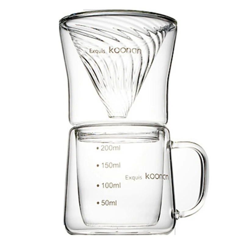 

Koonan Double Layer Coffee Filter Set V60 Glass Coffee Dripper Coffee Pot Brew Coffee Filter Funnel Reusable Coffee Jug