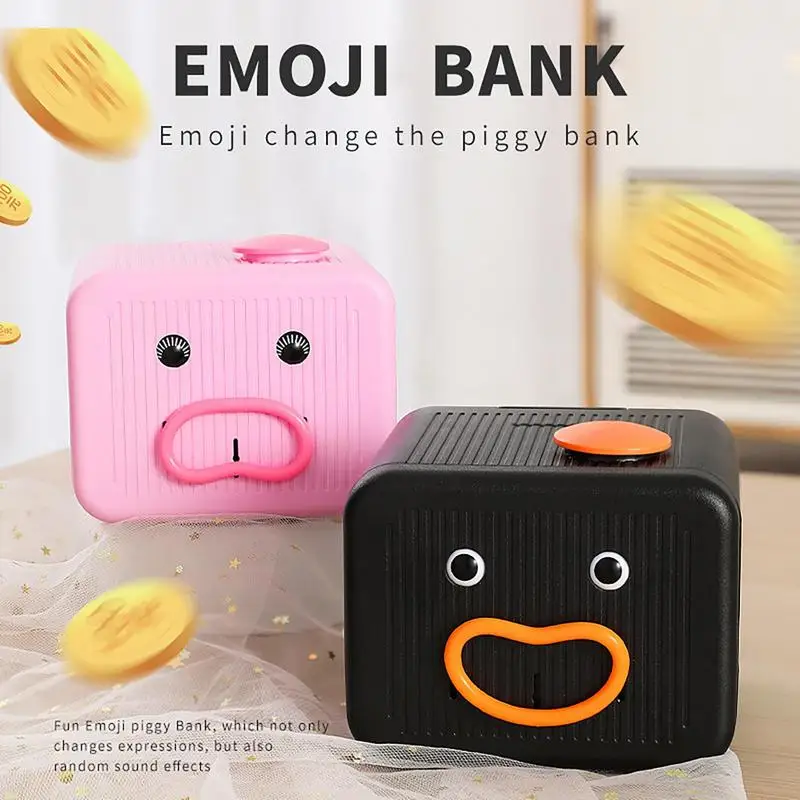 

Electric Piggy Bank Cute Human Face Moving Expression Saving Pot Ornament Cartoon Coins Bank Money Saving Box Children Gifts