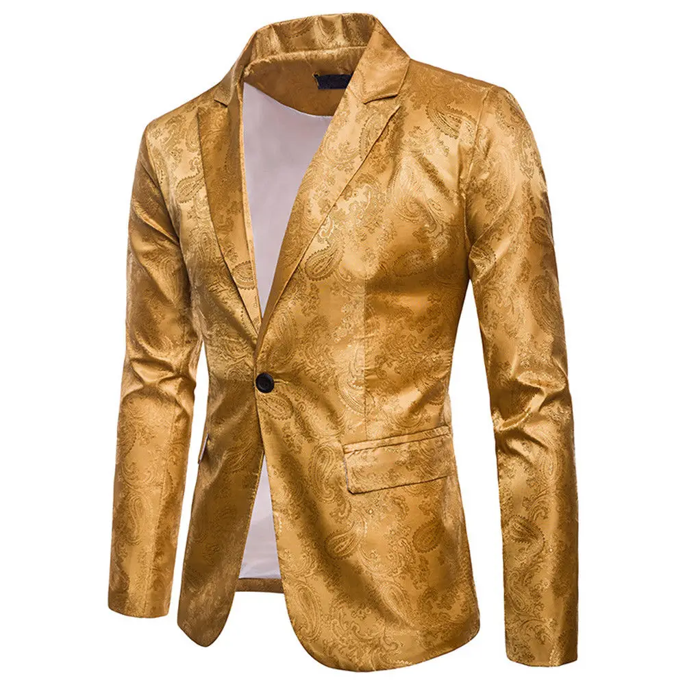 

Style Tops Office Court Fashion Coat Business Formal Patterned Fit Jacket Slim Casual One Suit Men's Blazers Button