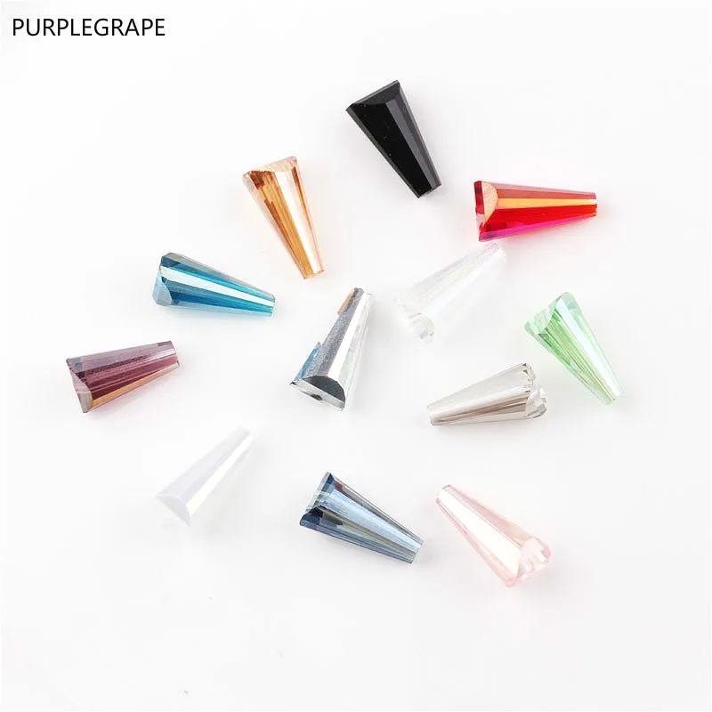 

Geometric glass DIY earrings accessories earrings accessories Straight hole necklace bracelet color Pagoda beads material 40pcs