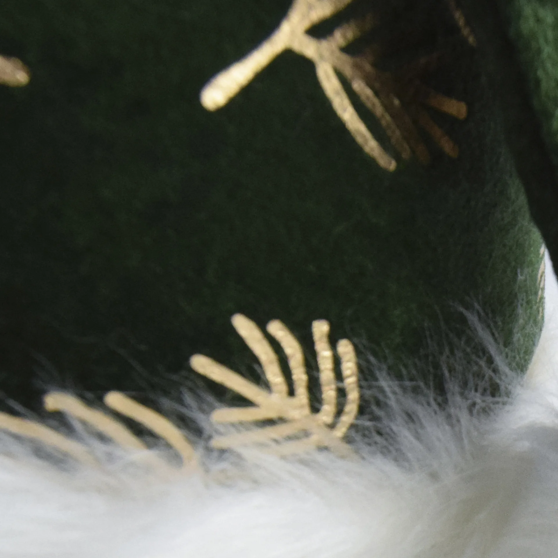 Рождественская Новая зеленая плотная бархатная печатная Золотая ветка шапка