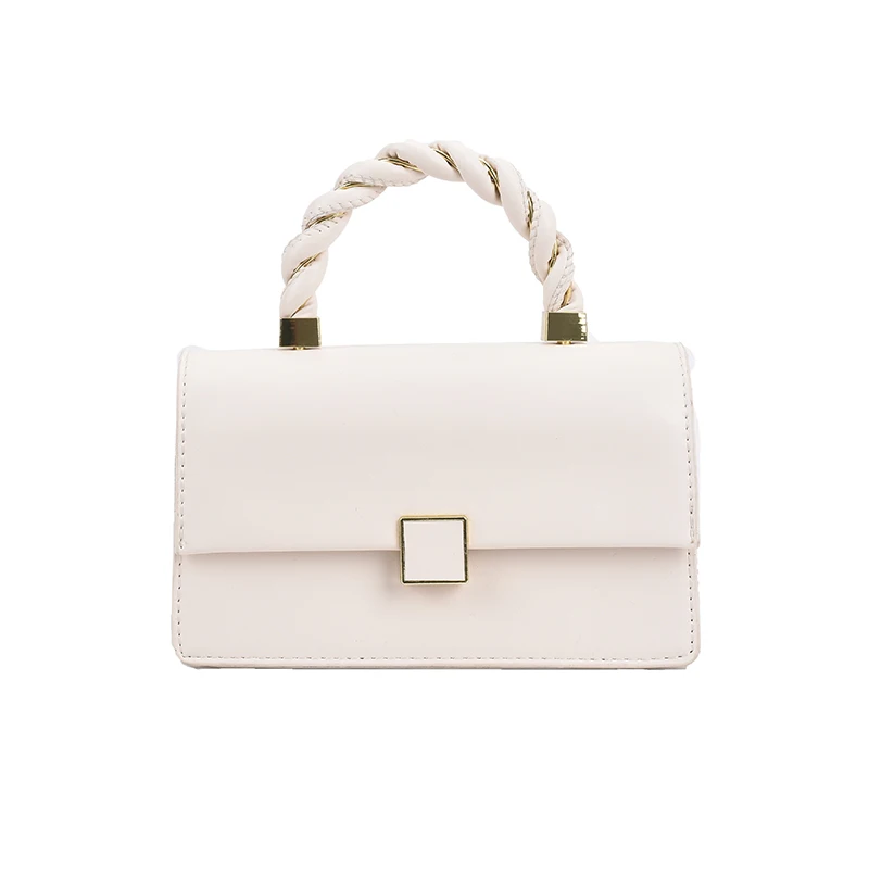 

Rope Shape Handle Design PU Leather Small Crossbody Bags with Short Handles for Women 2022 Female Shoulder Purses and Handbags