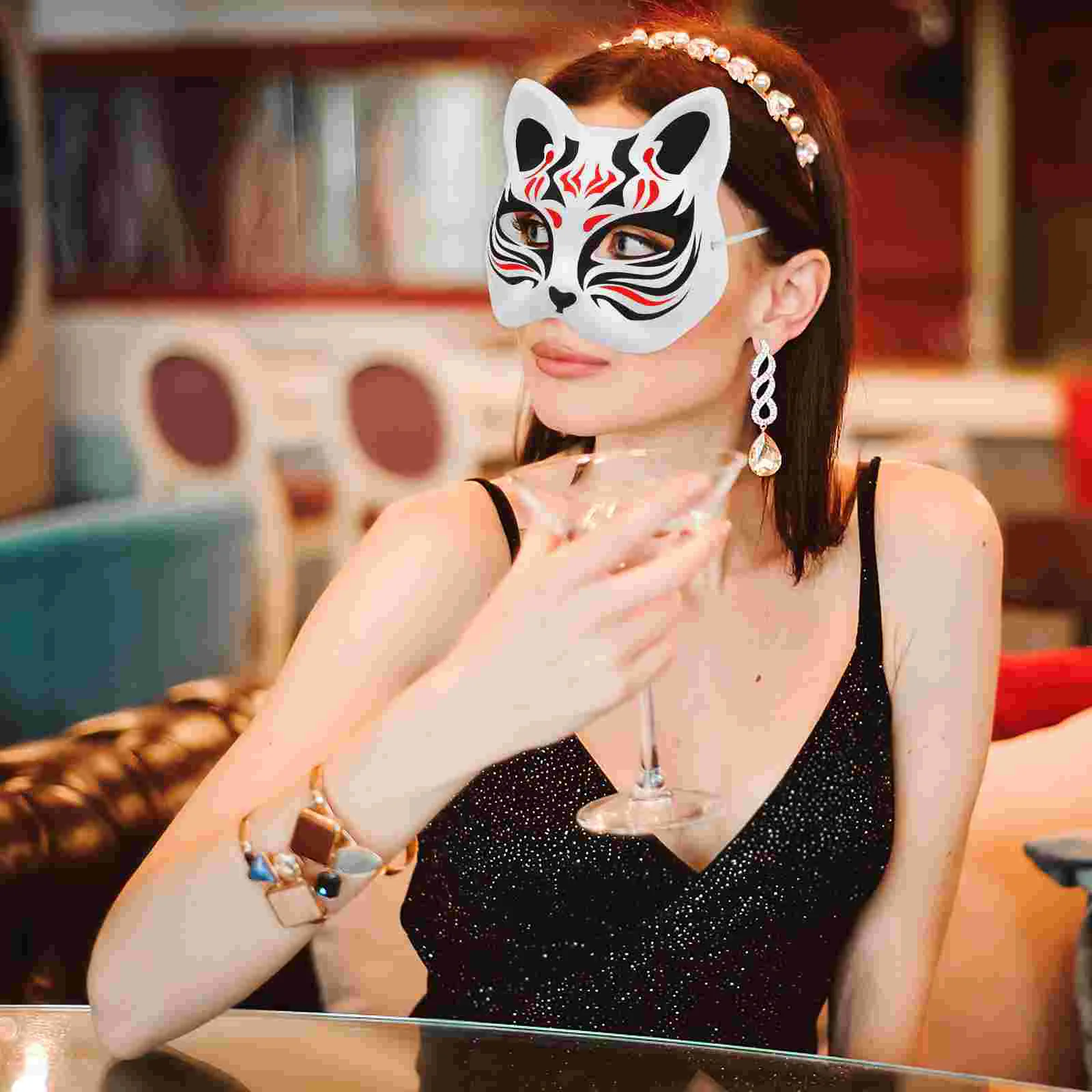 Фото 6 Pcs Masquerade Mask Wolf Blank Halloween Crafts DIY Paintable Masks White Paper Man Apparel №4
