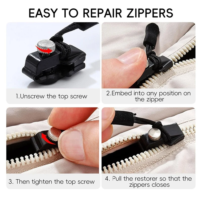 Universal Zipper Repair Kit Slider - Instant Puller Replacement For Jackets Luggage Bags Backpacks