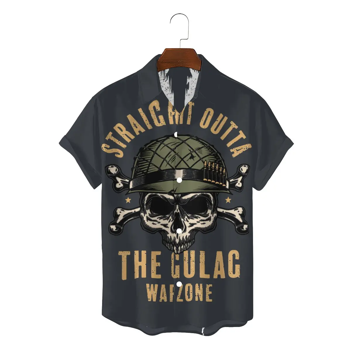 

Gulag Skull 2022 Man's Humorous Hawaii Shirts COD Warzone Game Square Collar Tops Fabric 3D Shirt High Quality Birthday Gifts