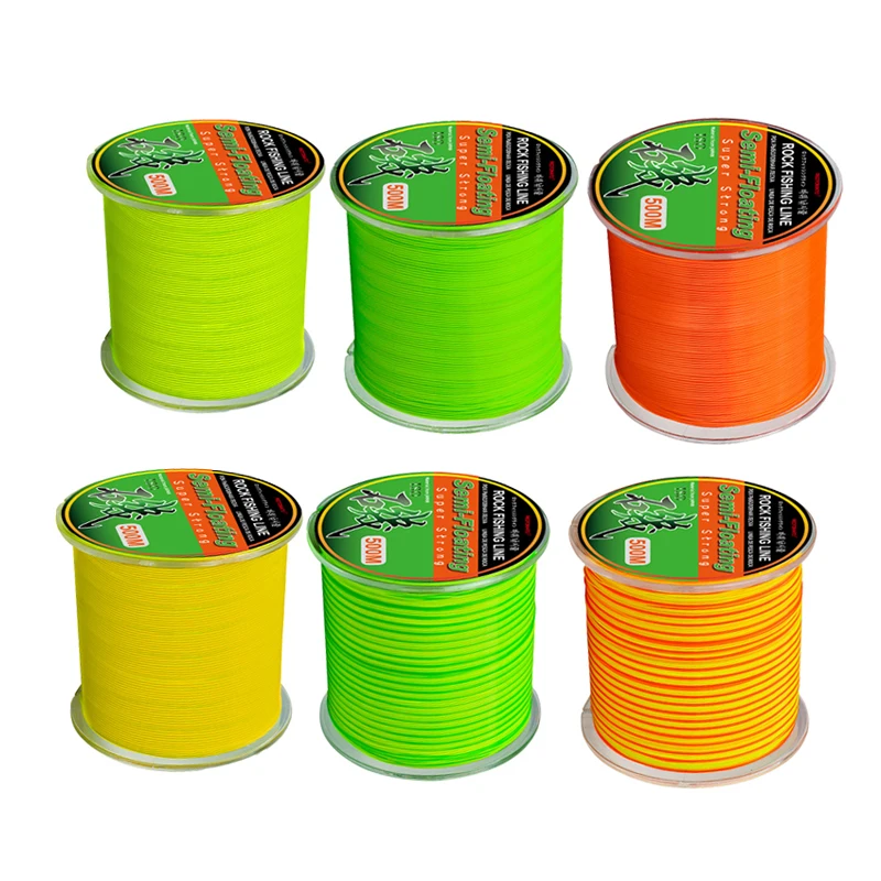 Semi-Floating Water Rock Fishing Line High Quality Wear Resistant Nylon Line Sea Pole 6 Colors Available 500M Fishing Equipment