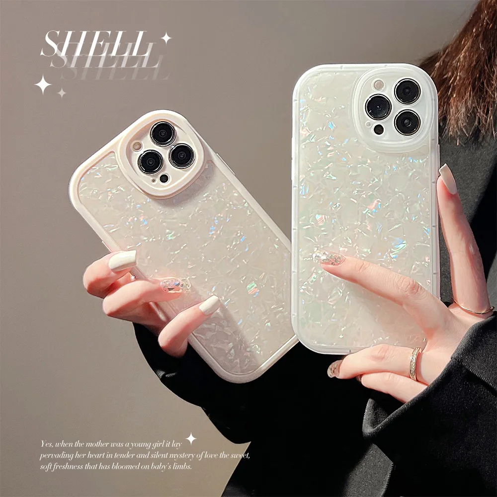 

IPhone ins dream shell pattern Phone Case for IPhone 11 12 13 Pro MAX MINI X XS MAX XR 8 PLUS Ladies Cute Silica gel Phone Case