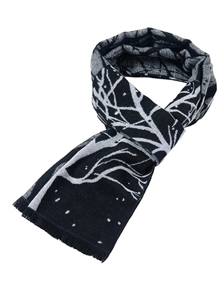 

Новинка 2022, Модный осенне-зимний мужской шарф, деловой Повседневный мягкий теплый нагрудник с деревом удачи, полосатый искусственный шелко...