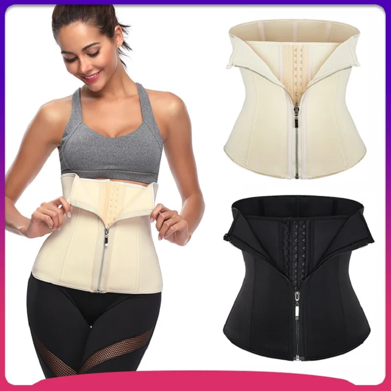 Неопреновый корсет для талии на молнии и крючках похудения пояс живота корректор